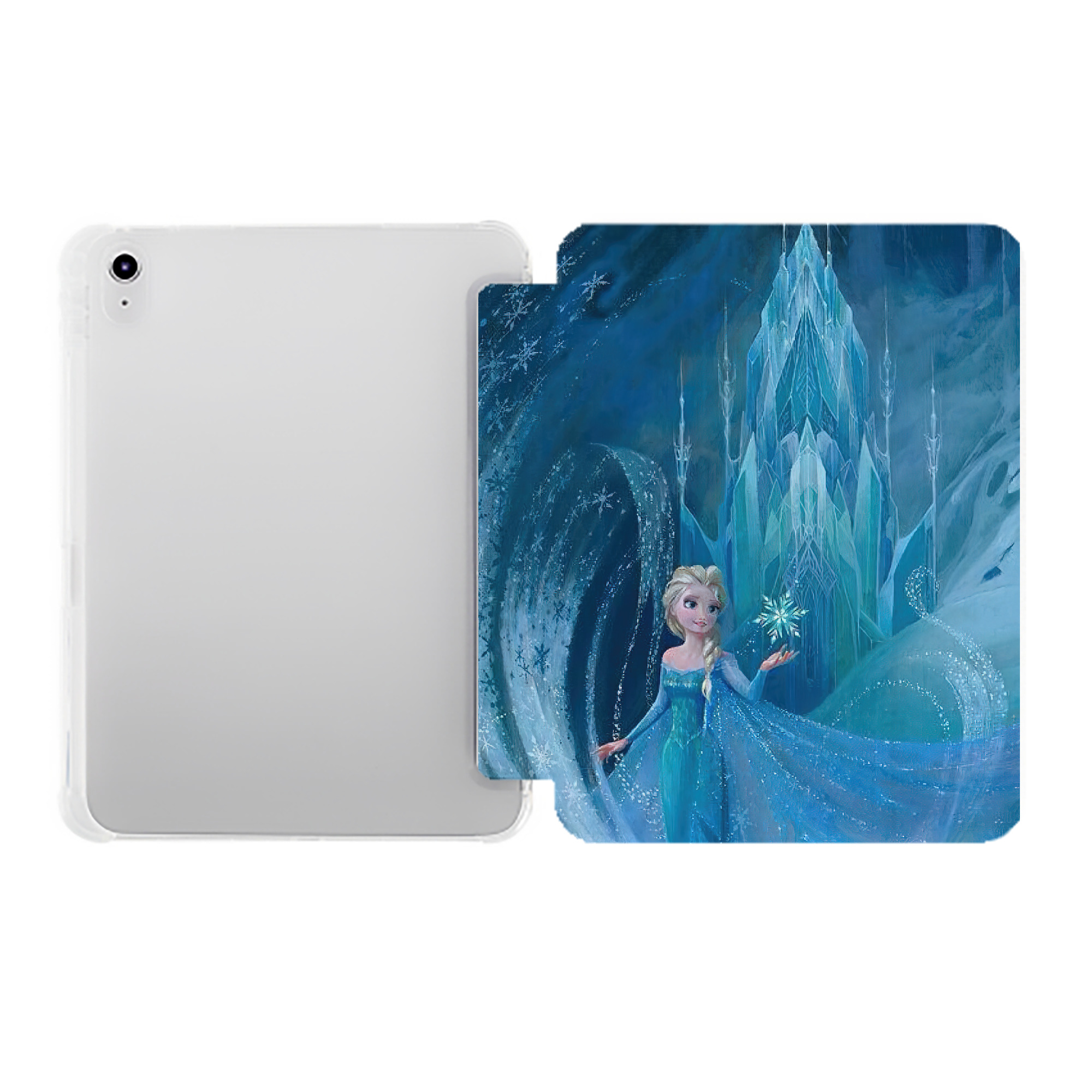 （画像用） アナと雪の女王 アンナ エルサ Frozen Anna Elsa IPad ケース ペン収納付き 三つ折りスタンド PUレザー×シリコン 対応機種9.5/10.5/10.9インチ